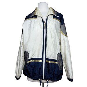East West Vintage 90's Nautical Windbreaker Jacket Navy White Size Medium